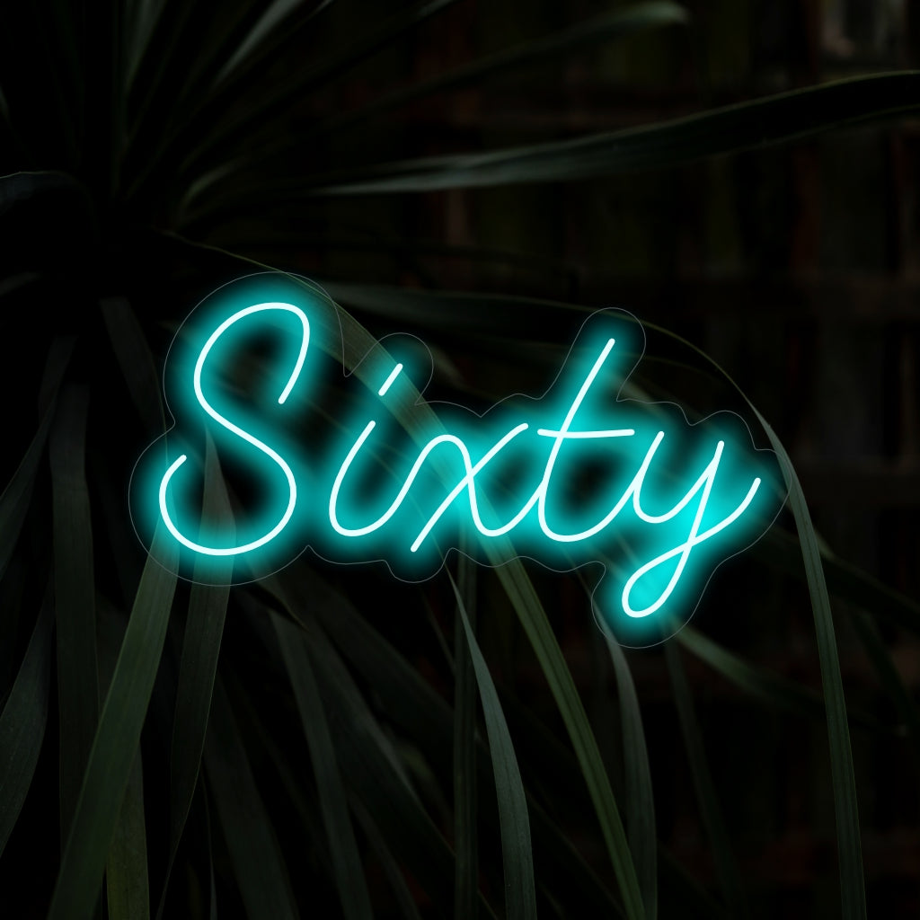 "Sixty Neon Sign" ger en elegant och elegant touch med sitt lysande nummer, vilket skapar en modern och festlig atmosfär i ditt utrymme.