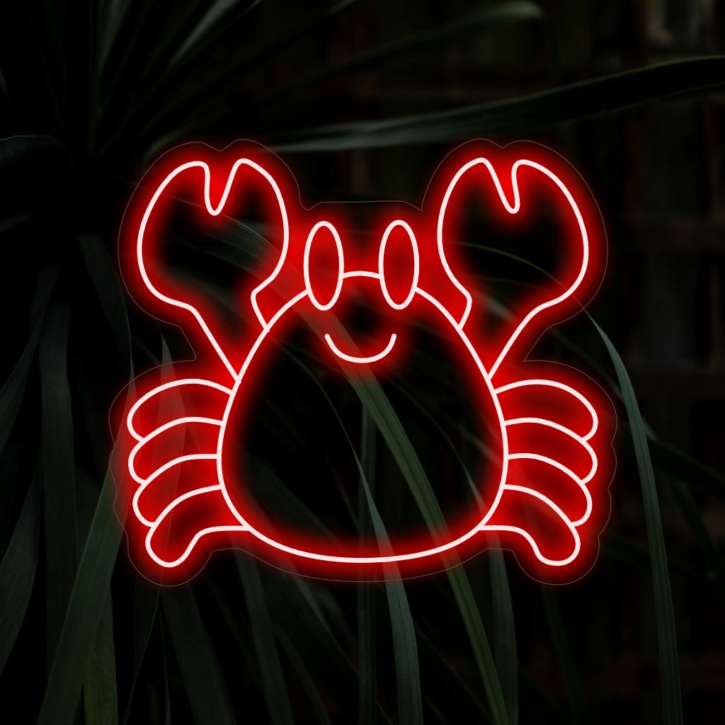 "Smiling Crab Neon Sign" ger nycker med sin charmiga krabbadesign, som ger en lekfull och levande glöd för en härlig atmosfär i ditt utrymme.