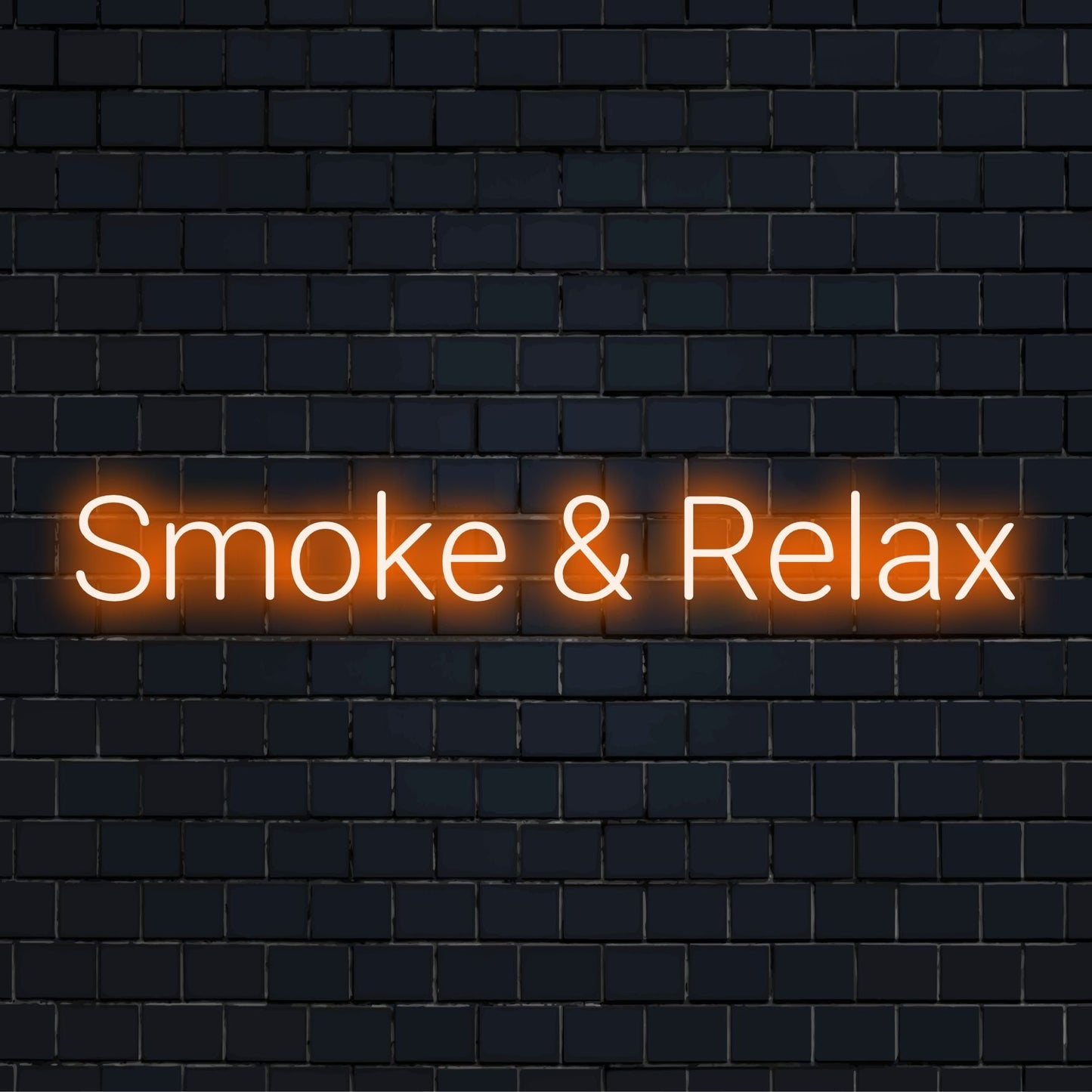 Anpassad LED neonskylt stavning Smoke & Relax i stilfullt manus, perfekt neonljusdekor för en avslappnad atmosfär.