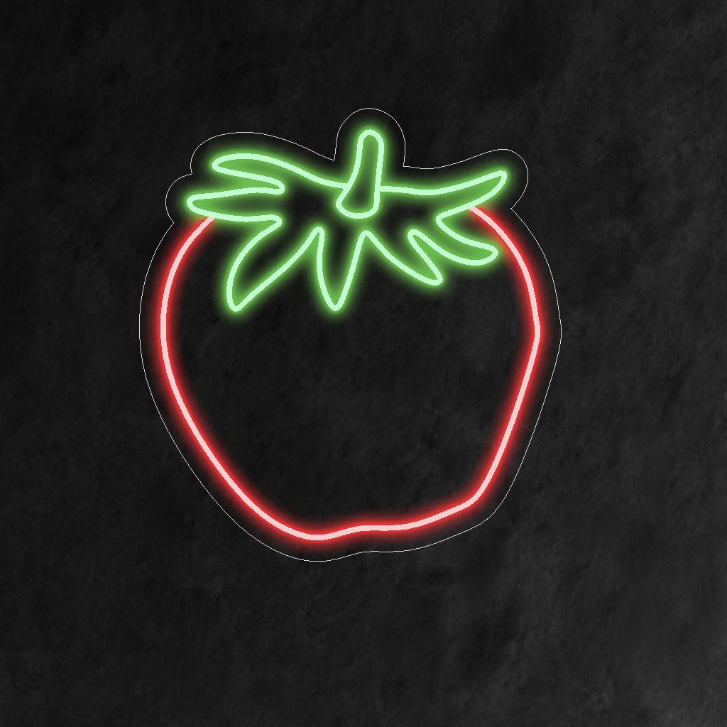 "Strawberry Neon Sign" ger fruktiga vibbar med sin ikoniska siluett, som ger ett saftigt sken och skapar en livlig och uppfriskande atmosfär i ditt utrymme.