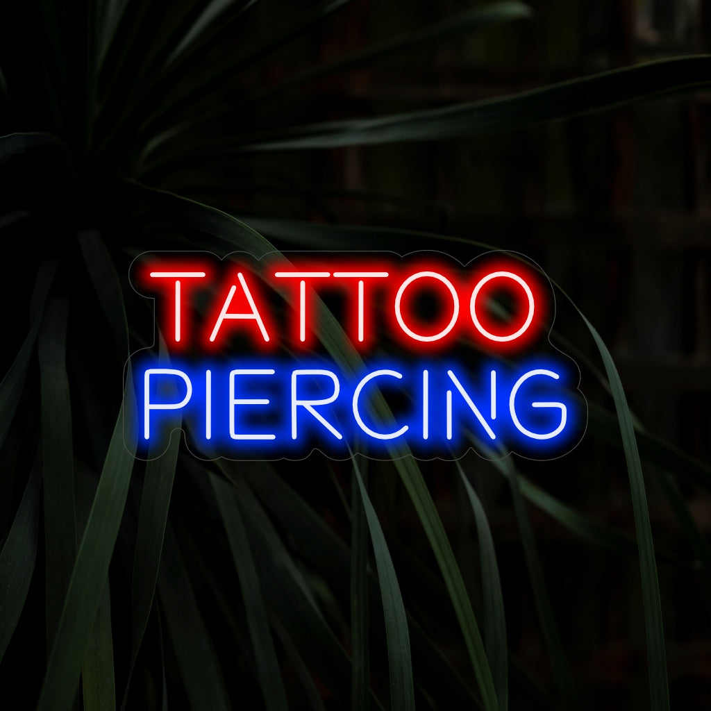 "Tattoo Piercing Neon Sign" tillför en edgy vibe med sin ikoniska design, som ger en djärv glöd som hyllar den rebelliska och kreativa andan av kroppskonst i ditt utrymme.