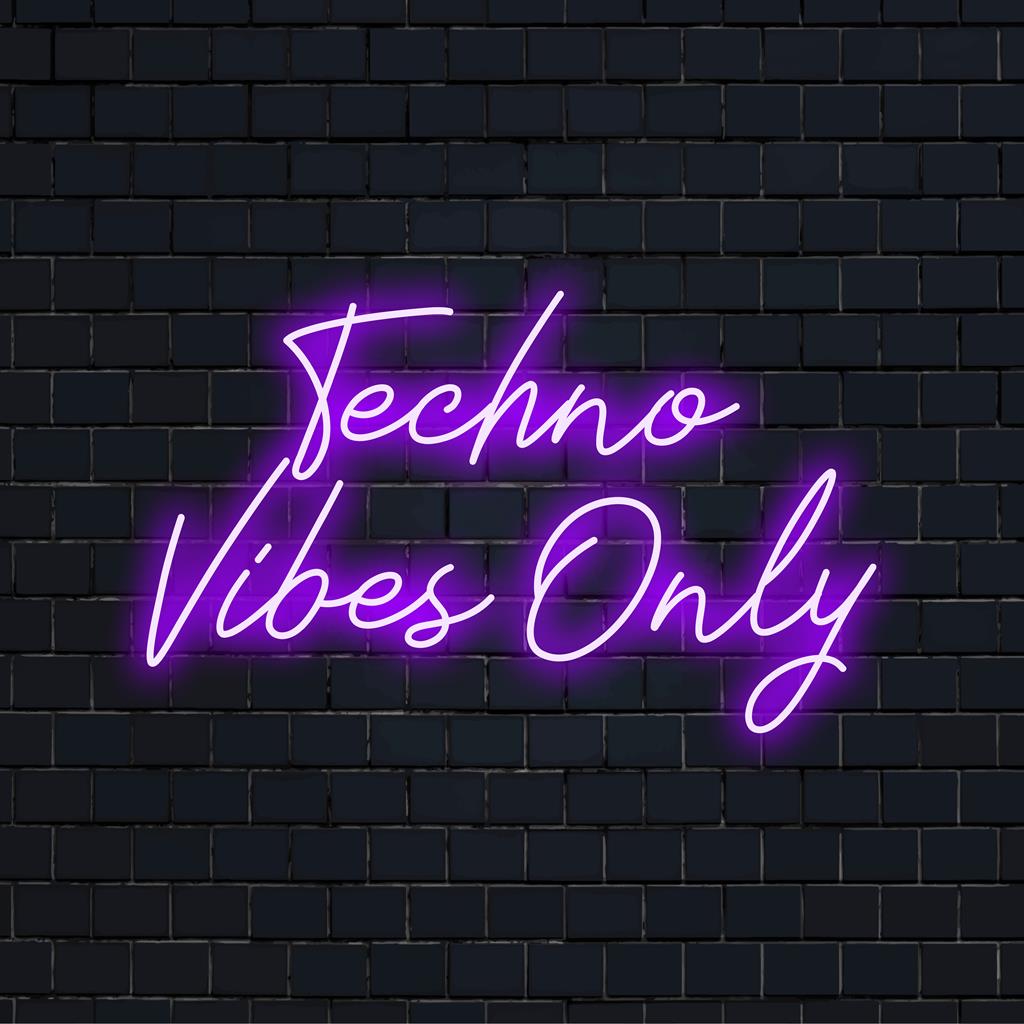 Vibrant Techno Vibes Endast specialtillverkade LED-neonskyltar lyser upp utrymmen, perfekt för moderna neonljusdekorationer.