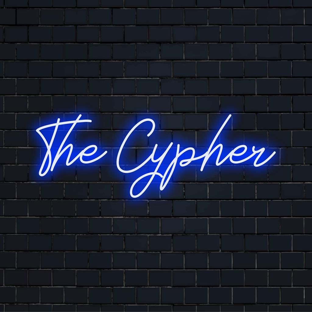 Lys upp ditt utrymme med The Cypher Custom Made LED Neon Sign, ett fantastiskt stycke personlig neondekor.