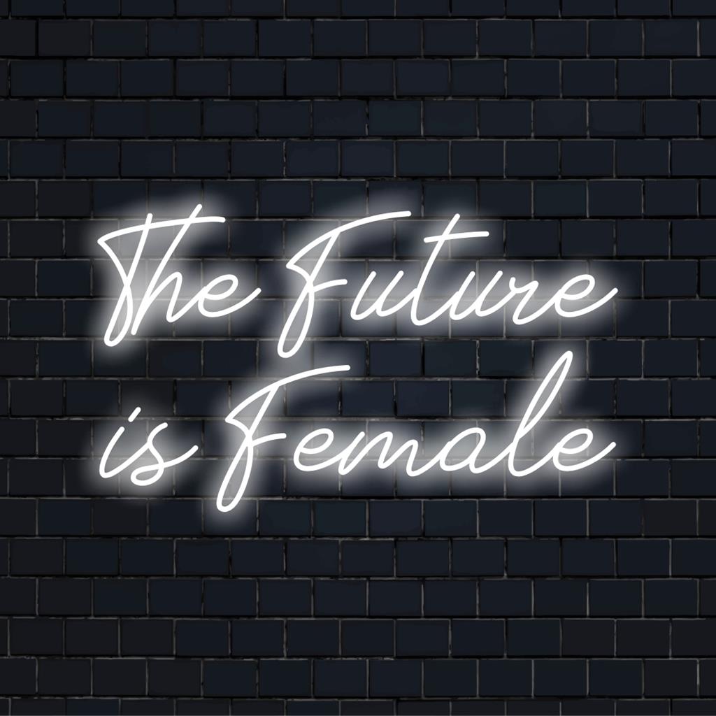 Handgjorda The Future Is Female LED neonskylt som främjar jämställdhet. Idealisk neonväggkonst och anpassad neonljusdekor.