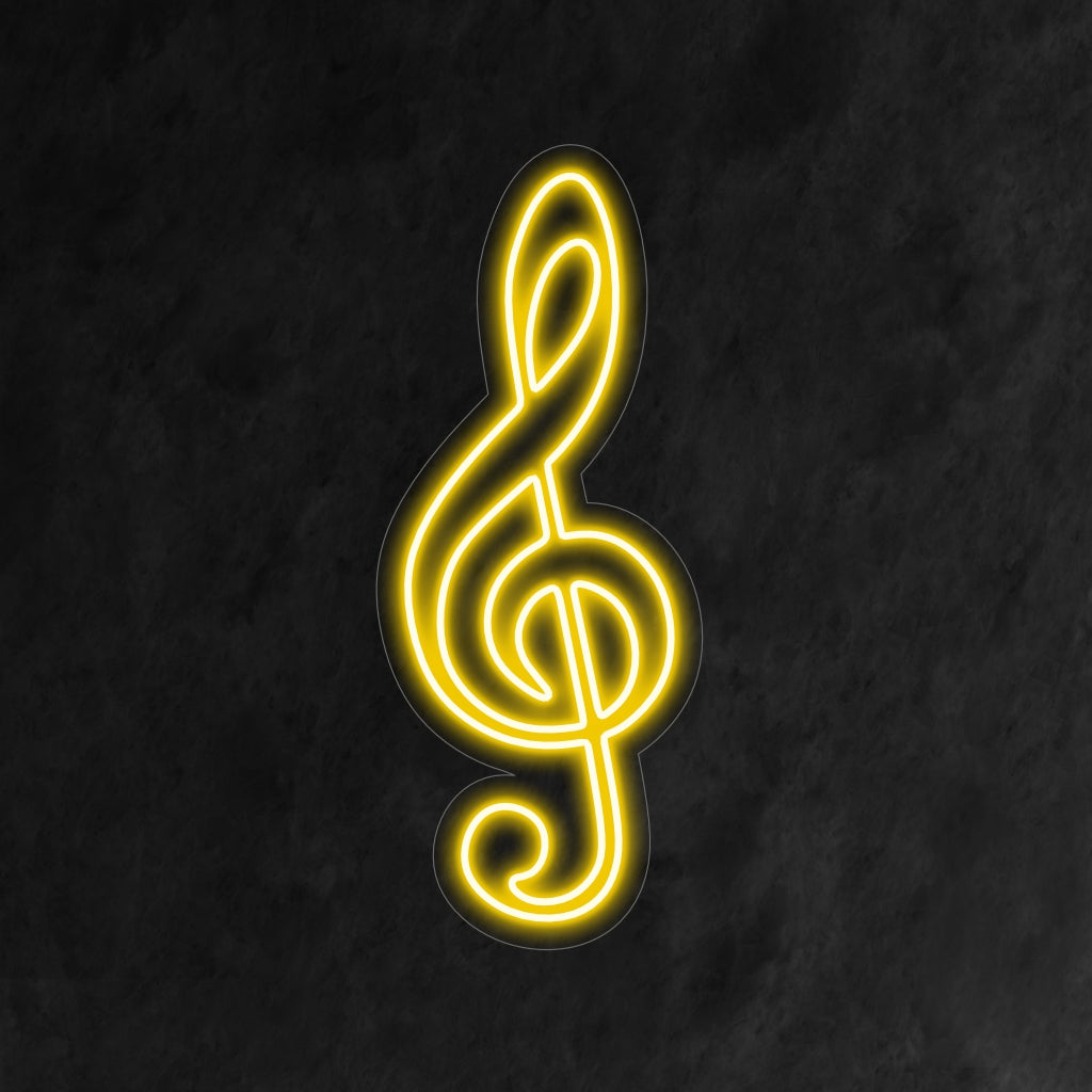 "Treble Clef Musical Note Neon Sign" har en levande glöd som hyllar kärleken till musik och kreativitet i ditt utrymme.