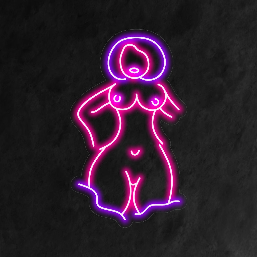 "Vintage Lady Silhouette Neon Sign" utstrålar sofistikering med en elegant glöd som ger en touch av nostalgi och tidlös charm till ditt utrymme.