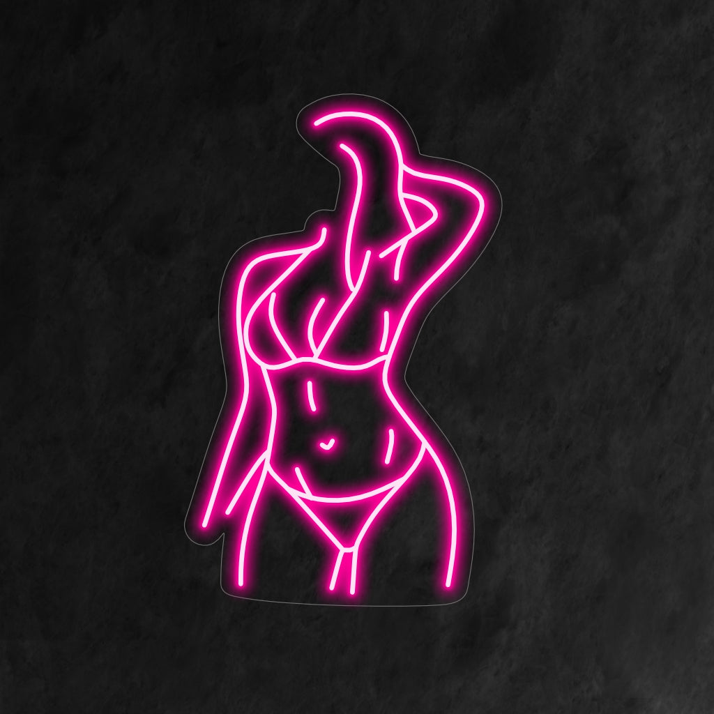 "Woman Body Neon Sign" - En konstnärlig representation av den kvinnliga formen i elegant neonglöd