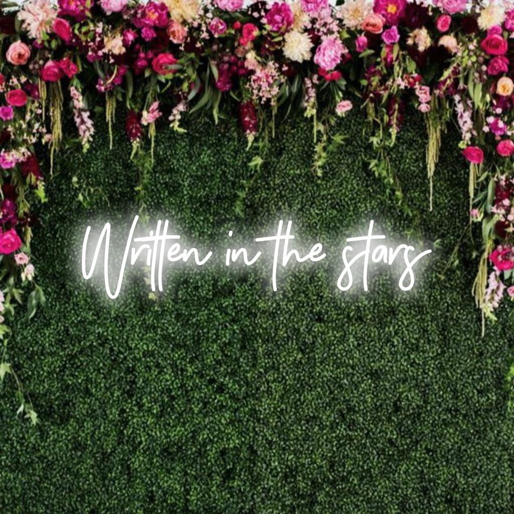 Custom Written In The Stars LED neonskylt; handgjord neonkonst, perfekt för personlig inredning.