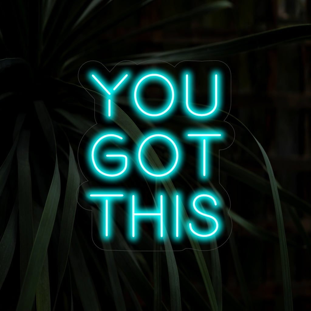 "You Got This Neon Sign" motiverar med sin uppmuntrande glöd och skapar en positiv och beslutsam atmosfär som inspirerar till förtroende och beslutsamhet i ditt utrymme.