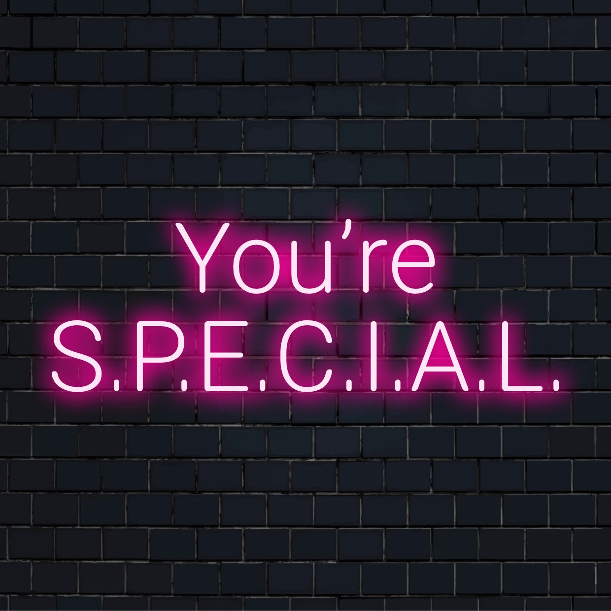 Anpassad LED-neonskylt i mjukt rosa manus med texten You're Special, perfekt för personlig neondekor och neonkonst för presenter.