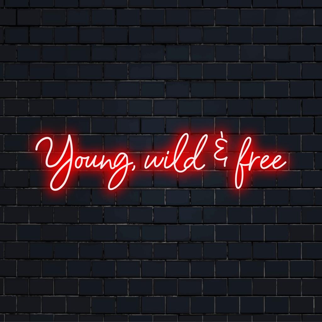Vibrant Young, Wild Free LED-neonskylt, perfekt neonväggkonst och uttalande dekor för att ge energi till alla utrymmen.