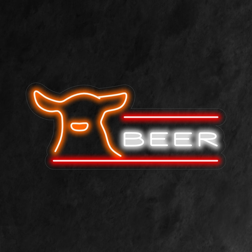 Custom Beer and Deer LED neonskylt med levande neonljusdekor; perfekt för bar eller stuga väggkonst.