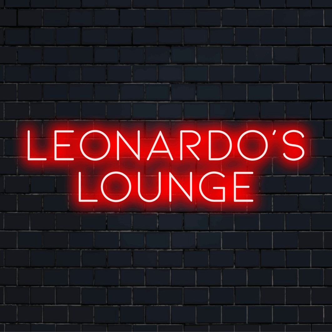Leonardo_s Lounge Personalized Neon Light with glowing wall decor on dark brick wall