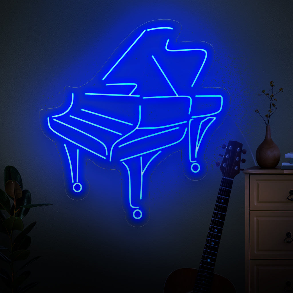 Piano neonskylten är ett elegant komplement till musiktema inredning, lyser upp med ett stilfullt och fängslande ljus.