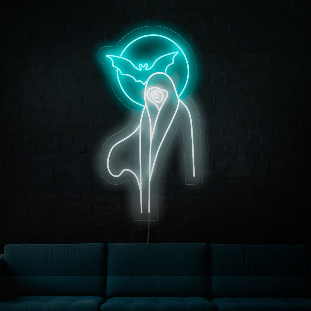 Handgjorda vita spöken för kvinnor neonskylt, ett fängslande tillskott till paranormal eller spökande inredning