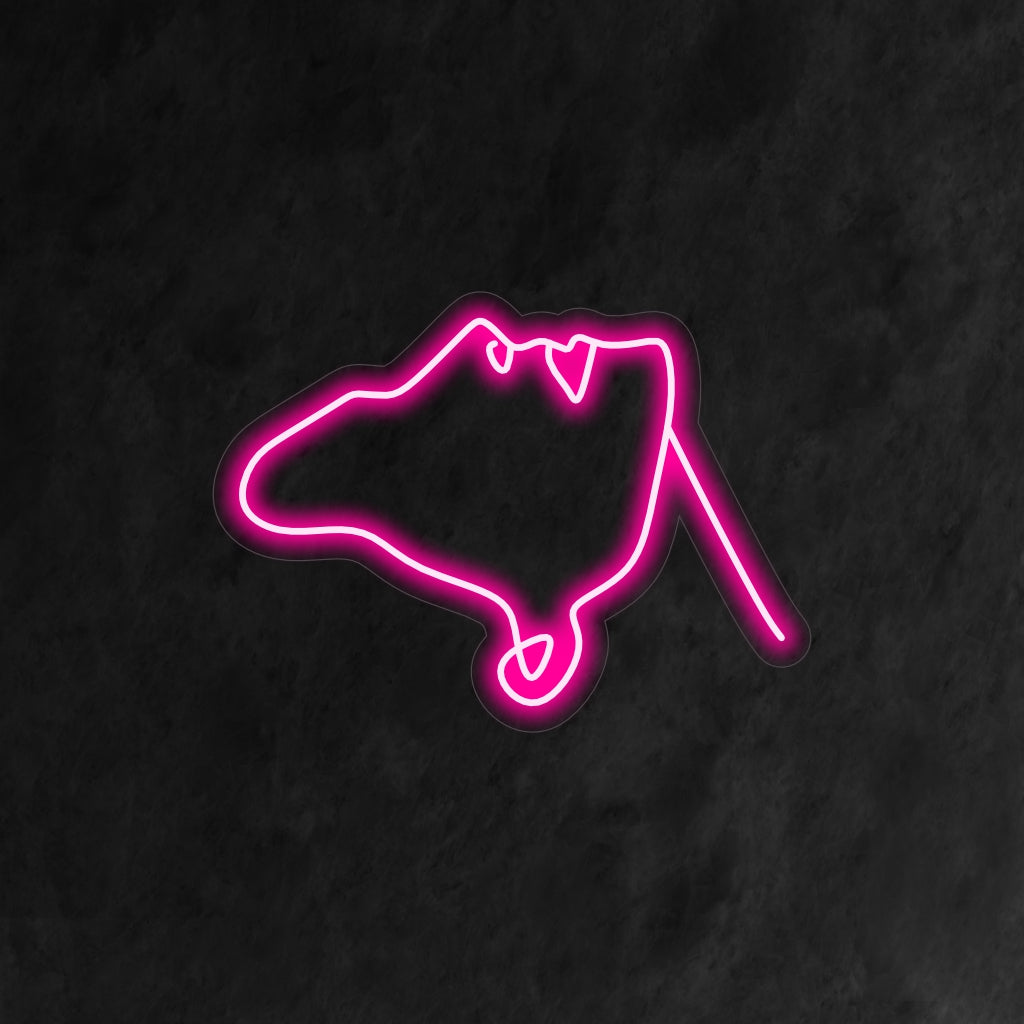 En abstrakt neonskylt med en kvinnas ansikte som ger en modern och konstnärlig touch till alla utrymmen.