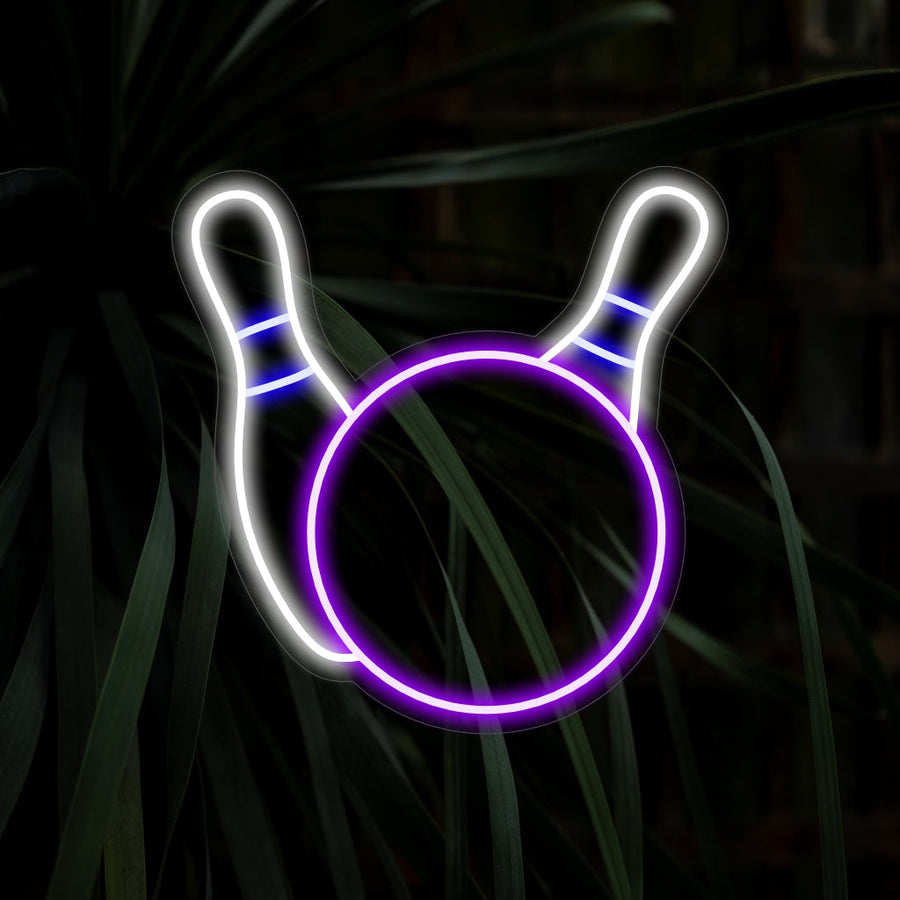 Bowling ball and pins LED neon sign