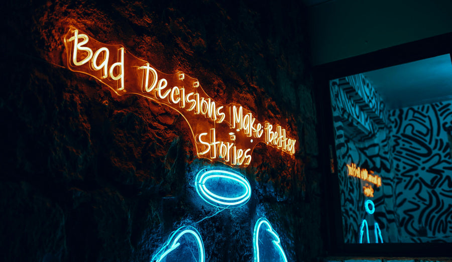 Retro-style LED neon sign in a nightclub