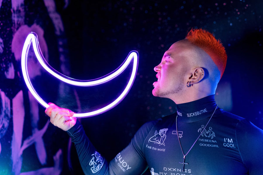 Crescent moon spiritual LED neon sign