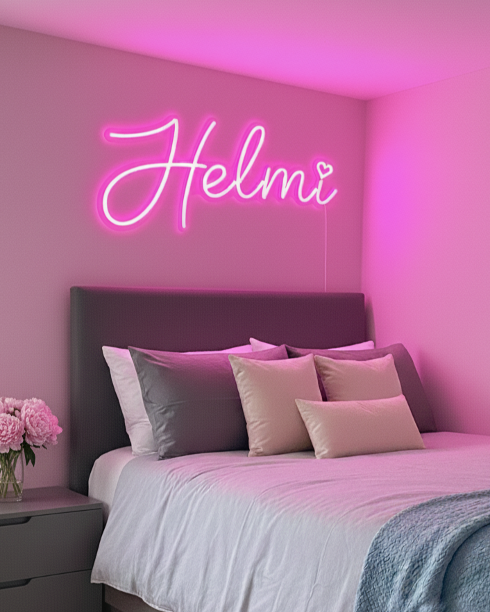 Personalized name LED neon sign in a nursery