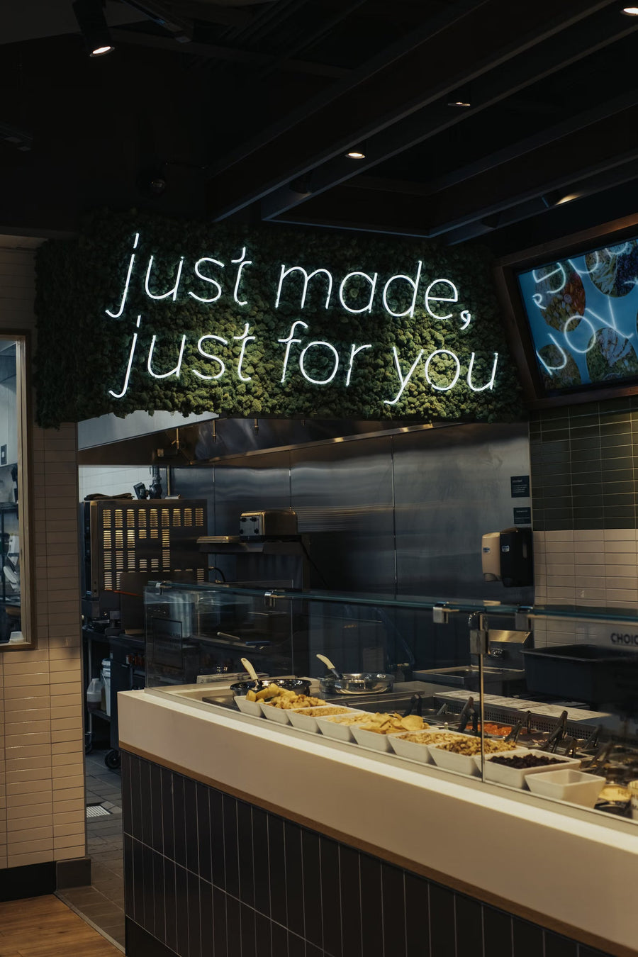 Bakery wall with a custom LED neon sign