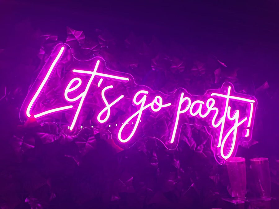 Let's Go Party pink LED neon sign