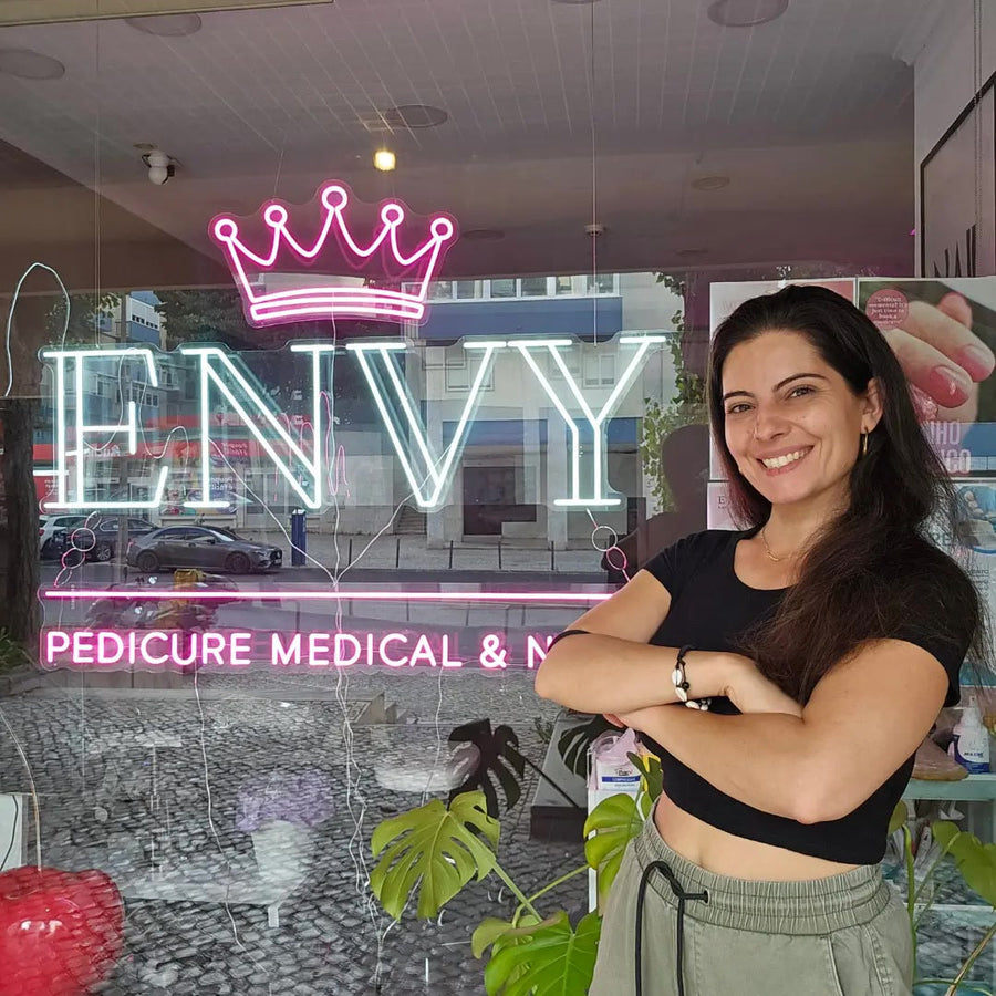 Custom LED neon sign in a nail and pedicure salon