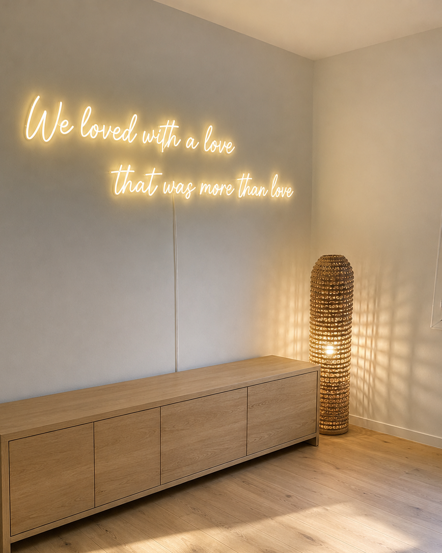 Love quote LED neon sign in a living room