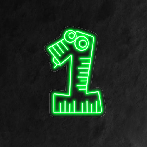 "1st Happy Birthday Neon Sign" har en glad nummer 1, som liknar en vänlig orm med personlighet. Perfekt för ett nyckfullt och gladt firande av ett barns första födelsedag.