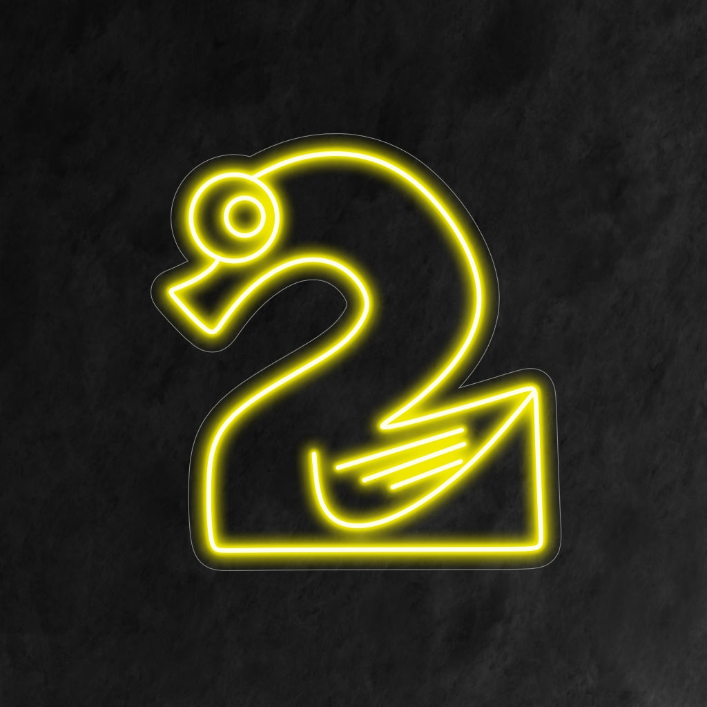 "2nd Birthday Neon Sign" har en charmig och tecknad skildring av nummer 2 som liknar en svan. Perfekt för att lägga till en lekfull och festlig touch till ett barns andra födelsedag.