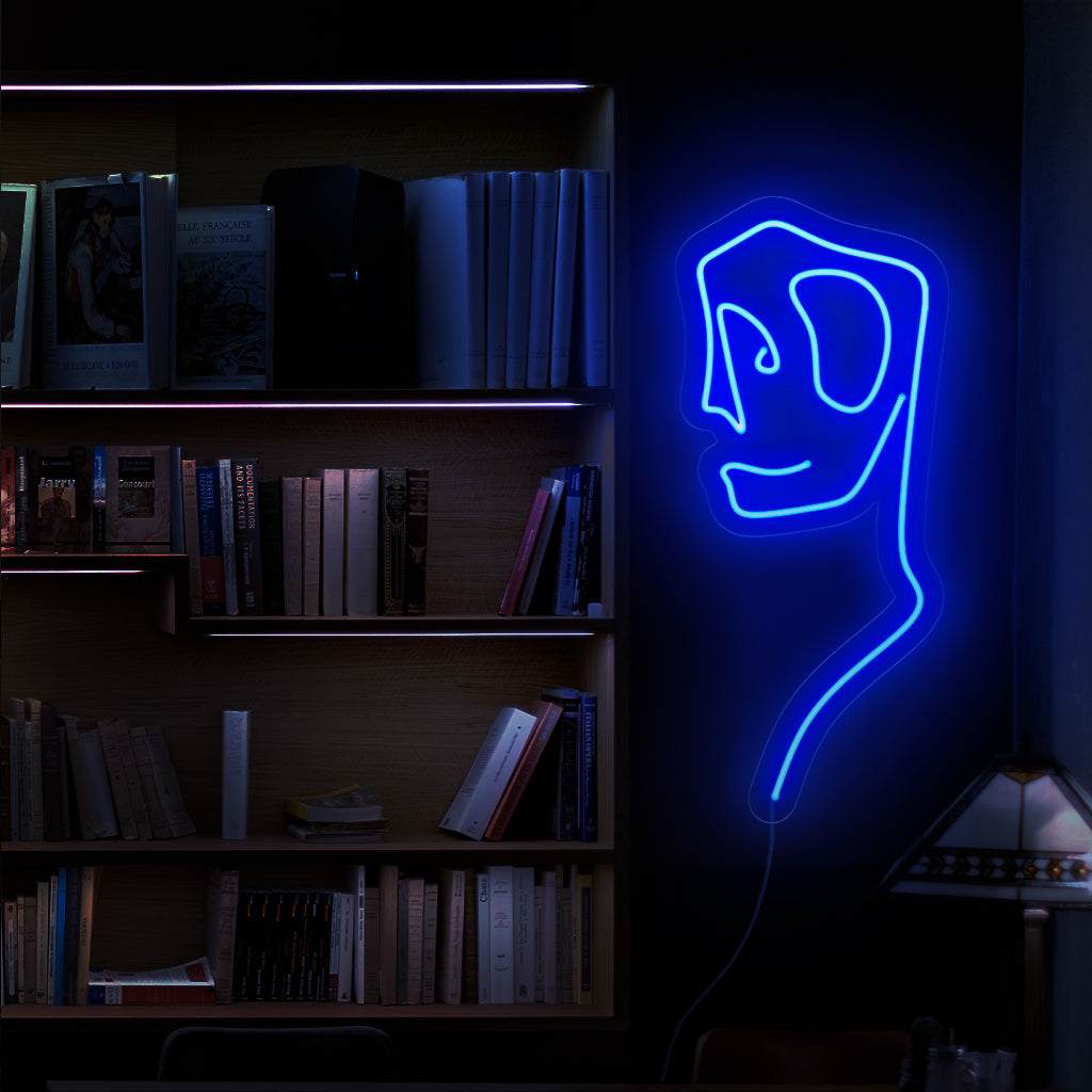 "Abstract Art Man Neon Sign" utstrålar konstnärlig livlighet med sin stilfulla siluett. Lys upp ditt utrymme med detta moderna och abstrakta neonljus, perfekt för att lägga till en touch av modern stil till alla miljöer.