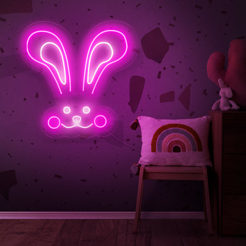 "Abstract Rabbit Bunny Neon Sign" - Ett lekfullt neonljus med en abstrakt skildring av en kanin eller kanin, som ingjuter nyckfull och modern charm i ditt vardagsrum.