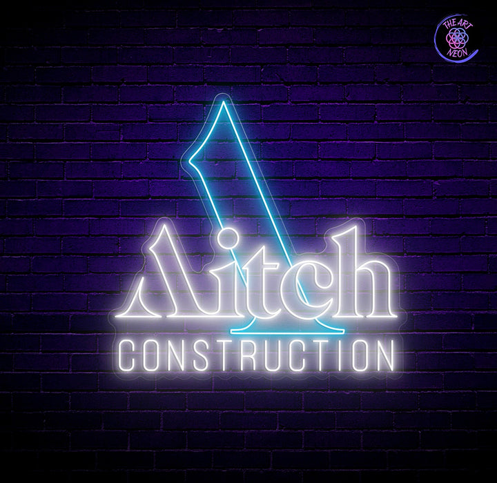 Illustrative 100 × 95 cm intricate commercial logo neon mockup