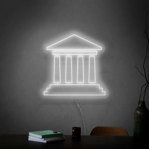 "Ancient Building Neon Sign" - Ett majestätiskt neonljus som representerar en gammal byggnad som ingjuter historisk och konstnärlig tjusning i ditt vardagsrum.