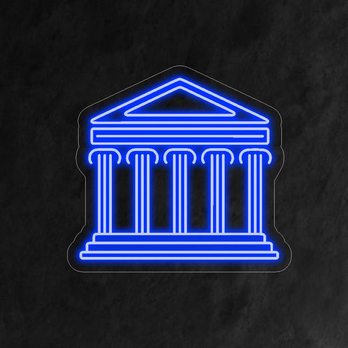 "Ancient Roman Architecture Neon Sign" - Ett kungligt neonljus som presenterar storheten hos antik romersk arkitektur, som ingjuter klassisk elegans och kulturell rikedom i ditt vardagsrum.