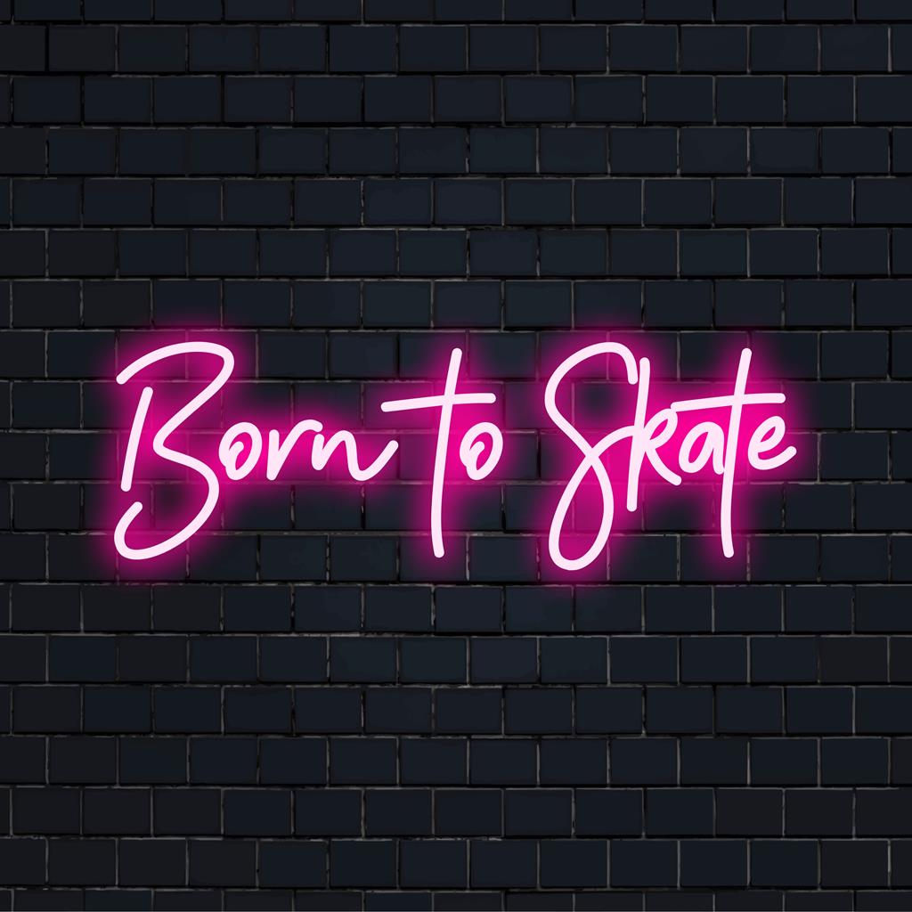 Anpassad LED neonskylt med Born To Skate fetstil; idealisk för skridskoentusiaster. Lyser upp alla väggdekorationer.