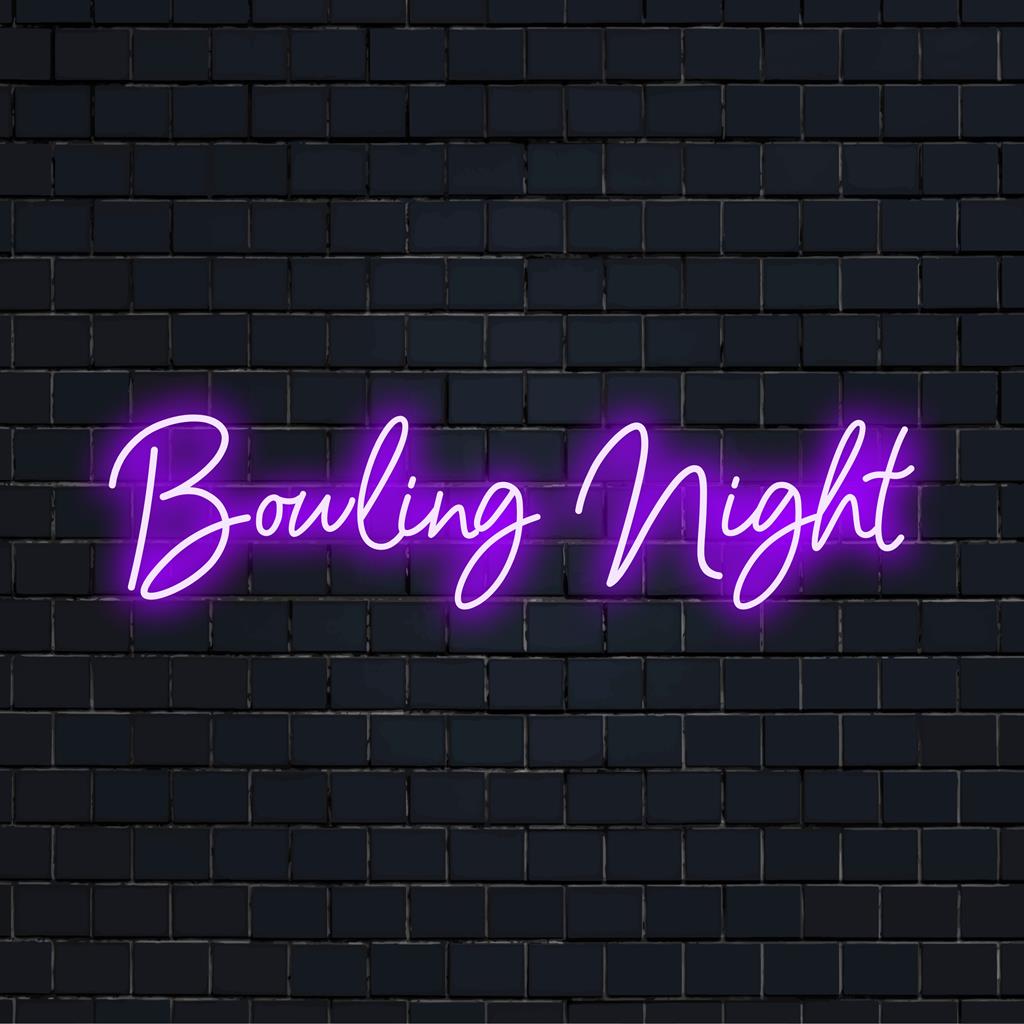 Levande Bowling Night LED neonskylt; perfekt som skräddarsydd neonljusdekor för spelrum eller nöjesställen.