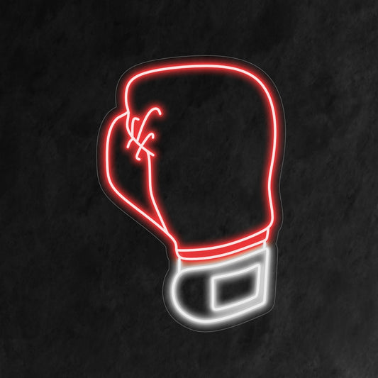 "Boxing Glove Neon Sign" - A bold neon light featuring the iconic symbol of a boxing glove, infusing athleticism and intensity into your boxing gym or sports-themed decor.