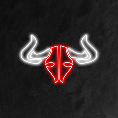 "Bull Skull Neon Sign" - Ett rustikt neonljus med den ikoniska bilden av en tjurskalle, som ingjuter ökencharm och robust elegans i ditt vardagsrum.