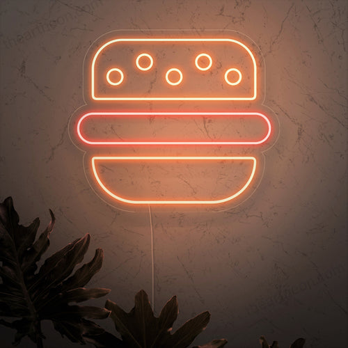 "Burger Neon Sign" är ett klassiskt och aptitretande tillskott till din restauranginredning. Ett neonljus som visar upp den ikoniska symbolen för en utsökt hamburgare.