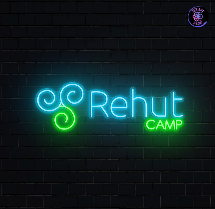 Illustrative 100 × 33 cm two-colour logo neon mockup