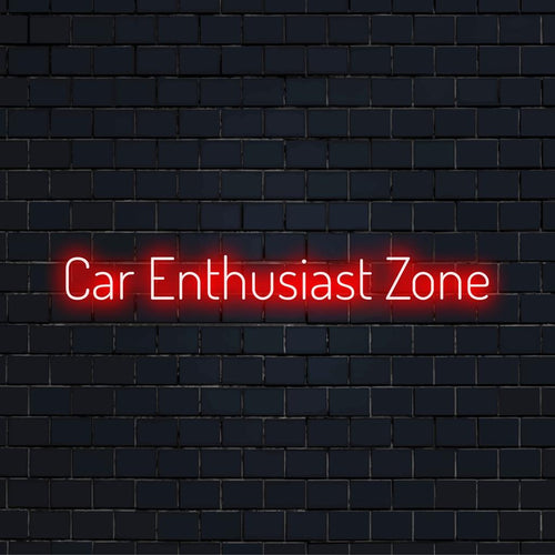 Neonskylt för bilälskare med en livlig Car Enthusiast Zone-design, perfekt för anpassad LED-inredning.