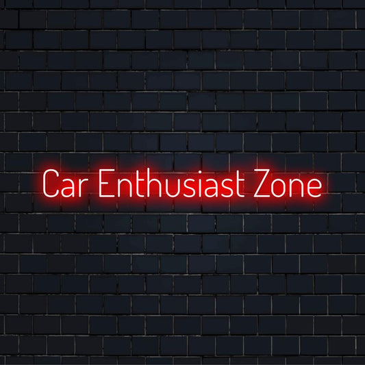 Neon sign for car lovers featuring a vibrant Car Enthusiast Zone design, perfect for custom LED decor.
