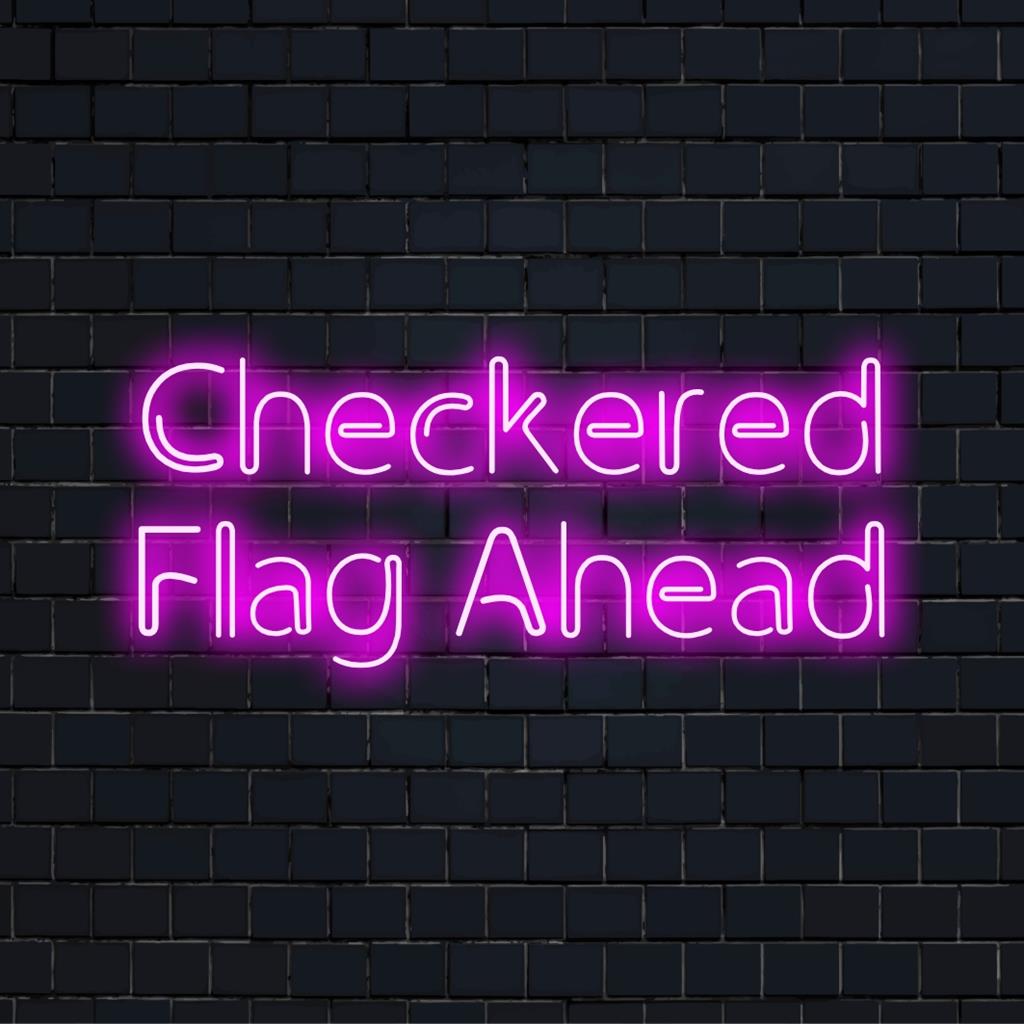 Anpassad LED neonskylt med rutig flaggdesign, perfekt för racingentusiaster; perfekt som iögonfallande neonväggdekoration.