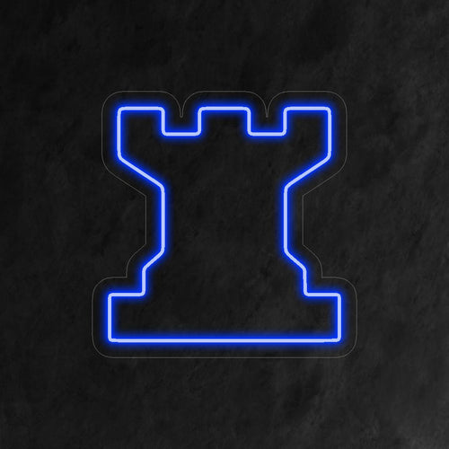"Chess Rook Neon Sign" ��� Ett djärvt och strategiskt neonljus som visar upp den ikoniska schacktornets design, som ger ditt utrymme kunglig elegans och befallande närvaro.