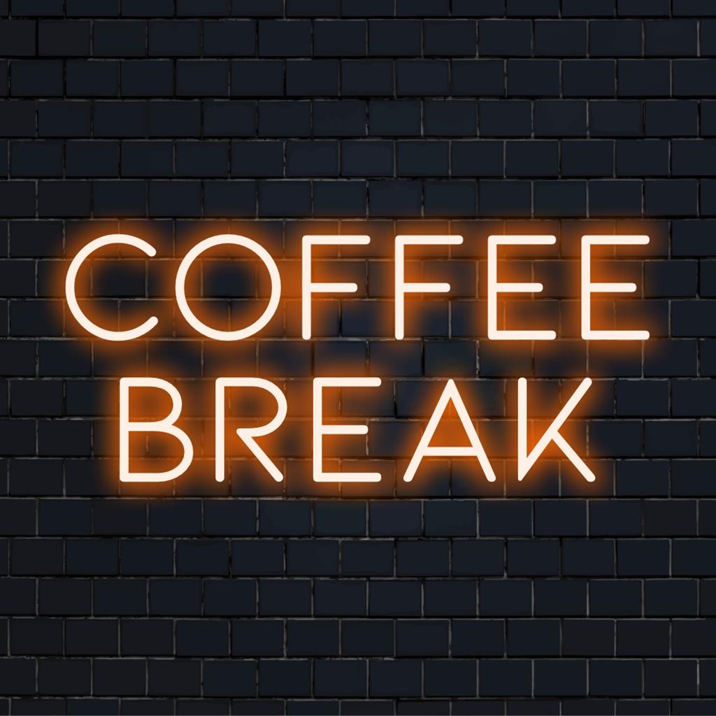 Elegant LED-neonskylt som visar "Coffee Break", perfekt för att lägga till en unik glöd till ditt väggutrymme. Perfekt för kaffeälskare!