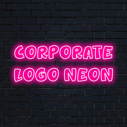 Custom LED neon logo sign with text "Corporate Logo Neon"
