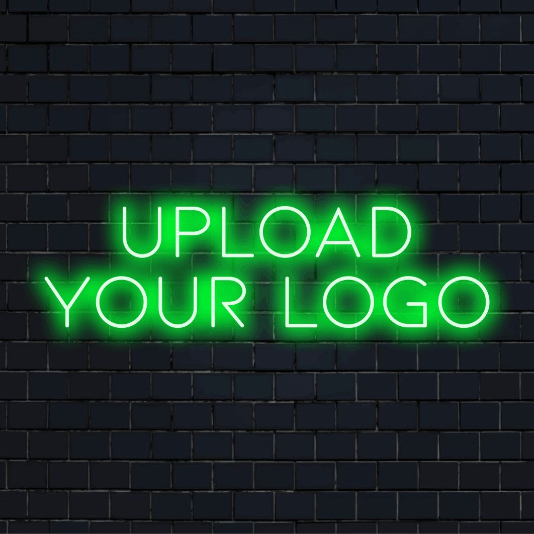 Custom LED neon logo sign with text "Upload Your Logo"
