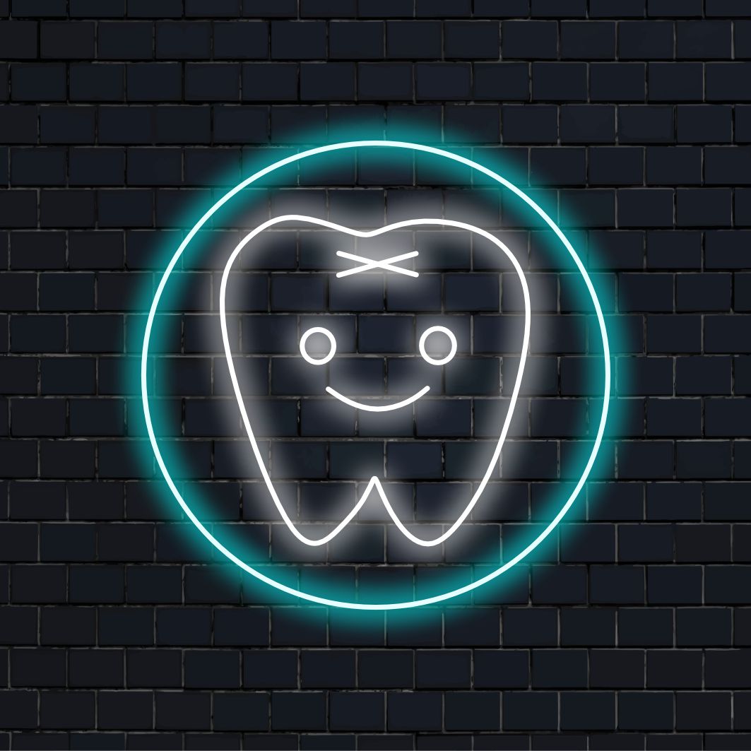 "Cute Tooth Neon Sign" lyser upp med en neonglöd och ger din tandklinik en lekfull och vänlig atmosfär, perfekt för att skapa en välkomnande atmosfär för barn.