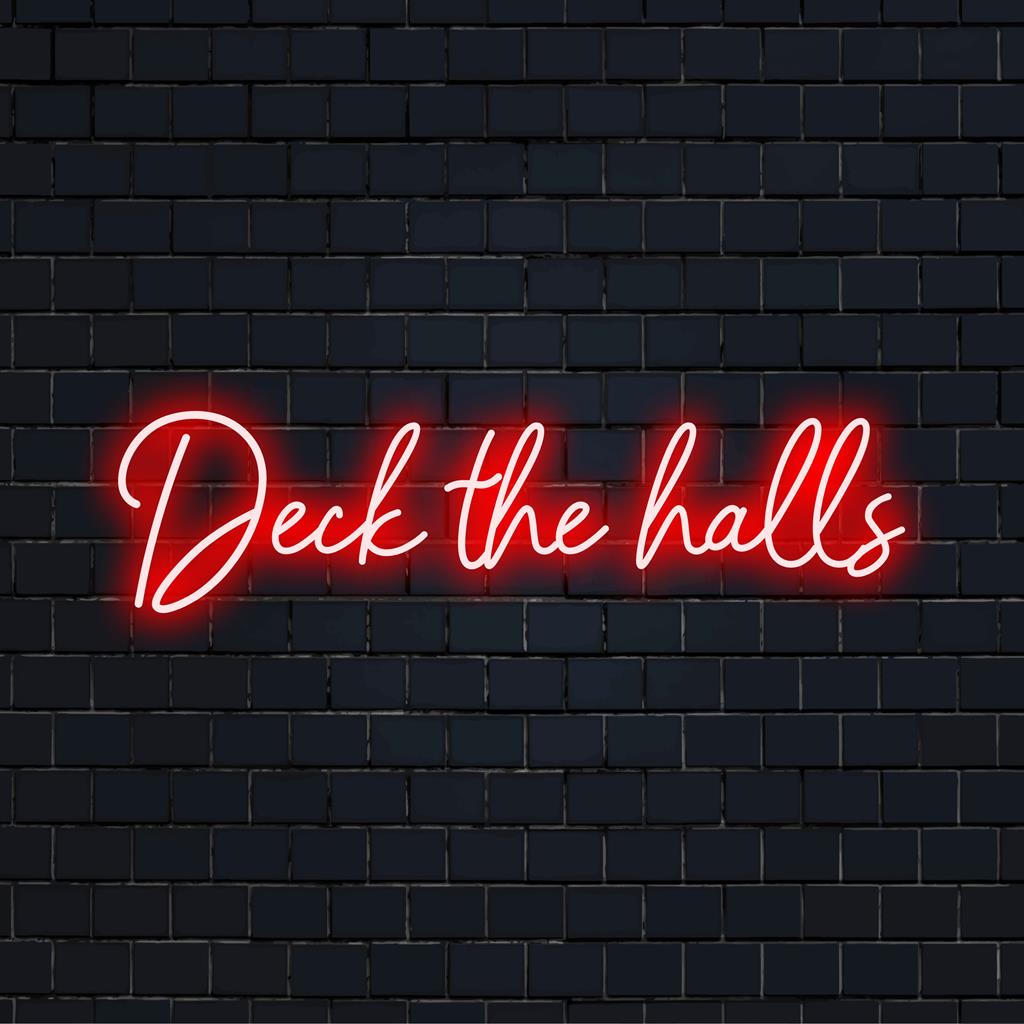 Deck The Halls LED-skylt: levande neonkonst med semestertema, perfekt för festlig inredning och lägga till en anpassad glöd till ditt utrymme.